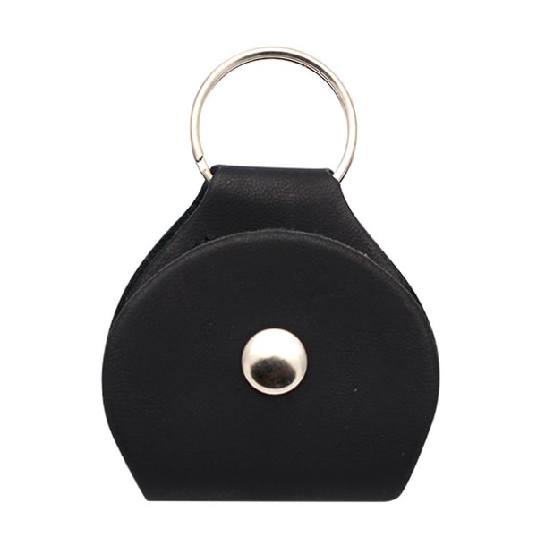 Bärbar lädergitarrplockväska, Pick förvaringsväska, bärbar nyckelringplockväska (4st, svart)