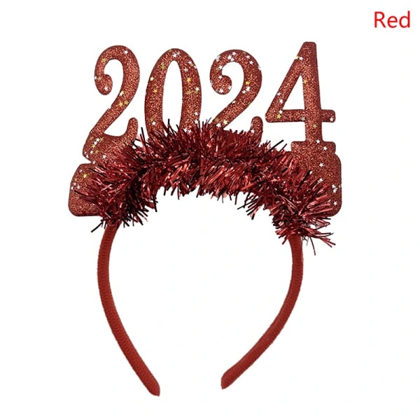 2024 Gott Nytt År Pannband Glitter Star Paljett Hårbåge del Röd en one size Röd red