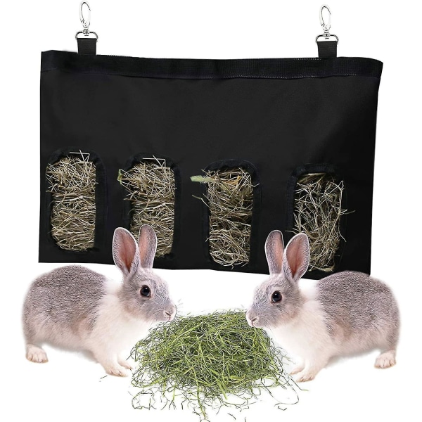 Mdstop Rabbit Hay Feeder Bag Pig-pet Hay Feeder Long Wear Feeder Bag Black Hay Bag Hängande matningsenhet Tillförsel Kanin Toy Wear Bag Pet Essential Sto
