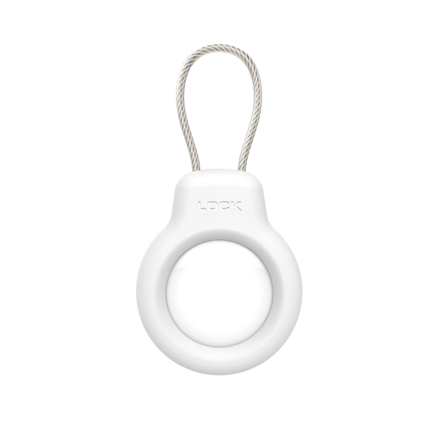 Kompatibel med Apple AirTag säkerhetshållare, 2-pack Air Tag Lock Case Nyckelring white
