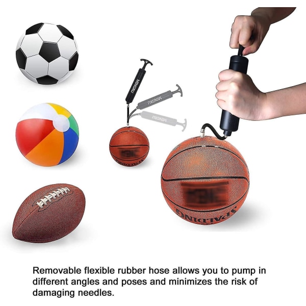 Bollpump för basket, fotboll, volleyboll, rugby, vattenpoloboll och andra uppblåsbara produkter Luftpump, nålar och munstycken ingår