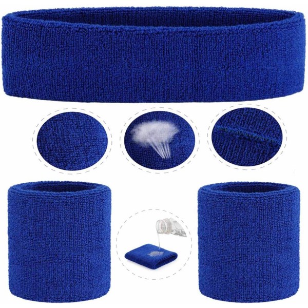 Svettabsorberande sportarmband i bomull blue