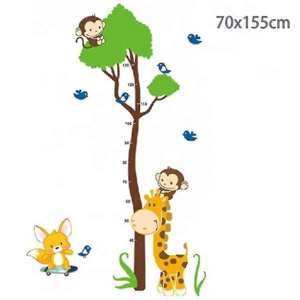 Tillväxtdiagram klistermärken Barnens väggklistermärken Animal Griaffe And Monkey Height Chart Stickers,ay867