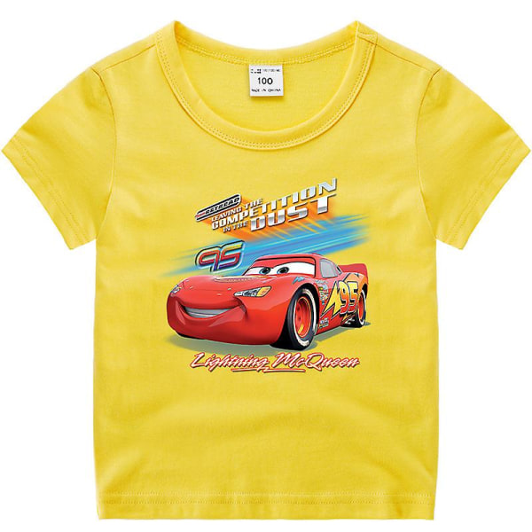 2023 Ny Lightning Mcqueen barnkläder Barn sommar kortärmad T-shirt pojkar Underrock Halvärmad T-shirt barntopp yellow