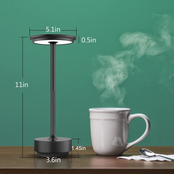 Sladdlös LED-bordslampa, bärbar touch-bordslampa 3-färgad sänglampa för restaurang/bar/inomhus/utomhus