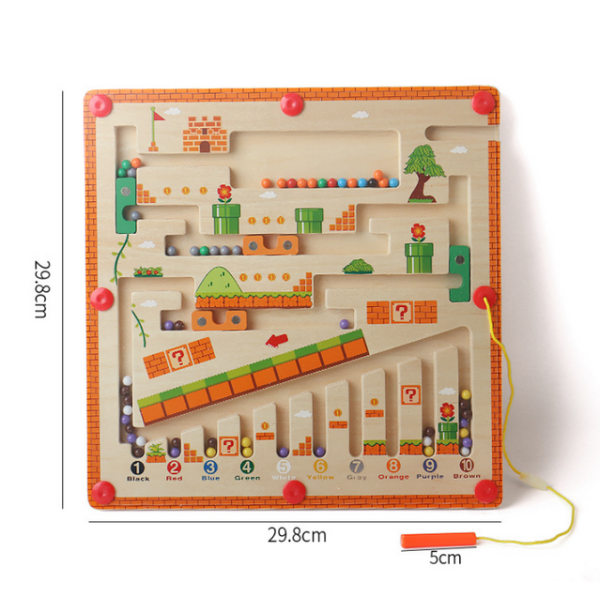 Magnetisk Färg- och Nummerlabyrint, Trälabyrintbräda med Magneter för Småbarn, Lär Dig Räkna och Matcha Färger