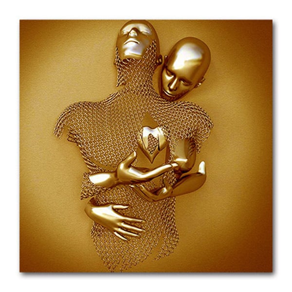 Kärlekshjärta Grå-3d konstvägg Metallfigur Skulptur Par hängande målning för hem Junmai