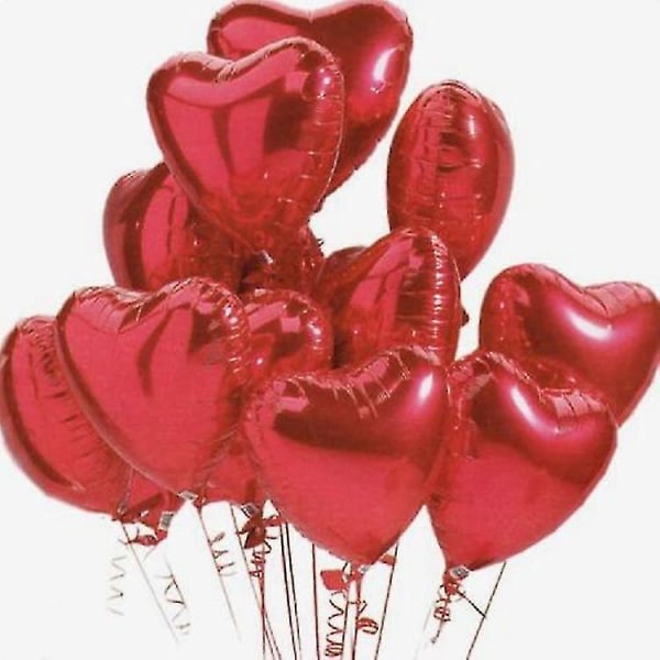 50 st röda hjärtballonger 18 tums röda hjärtformade folieballonger Alla hjärtans dag mylarballonger för alla hjärtans dag, bröllop, förlovningsdekoration