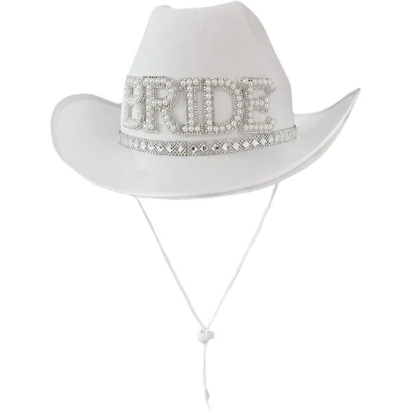 Rhinestone Cowboy Hat Kvinnor Brud Brev Cowgirl Hat Bred Brätte Brud Cowgirl