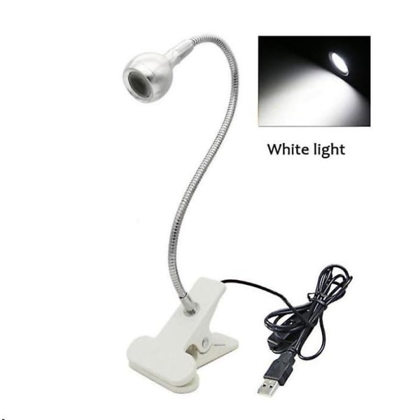 USB Nattlampa Datorlampa Notebook USB Ögonskydd Flexibelt LED-ljus Läsbordslampa Bordslampa Mini Clip Lamp Switch Silver White