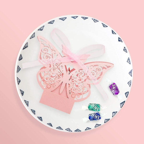30 set rosa fjärilsgodisask för bröllopsdop Gästfavorit presentförpackning