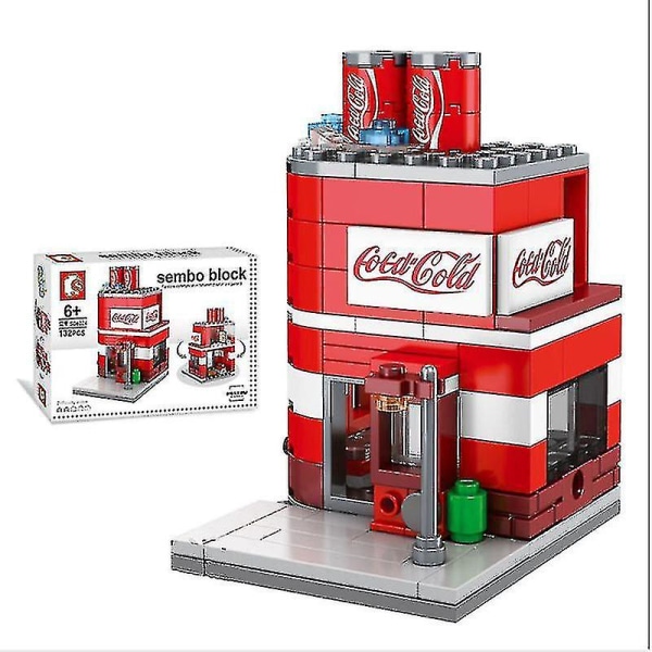 City Street Coca Cola Store Byggstenar Modellleksak för barn Minigåva