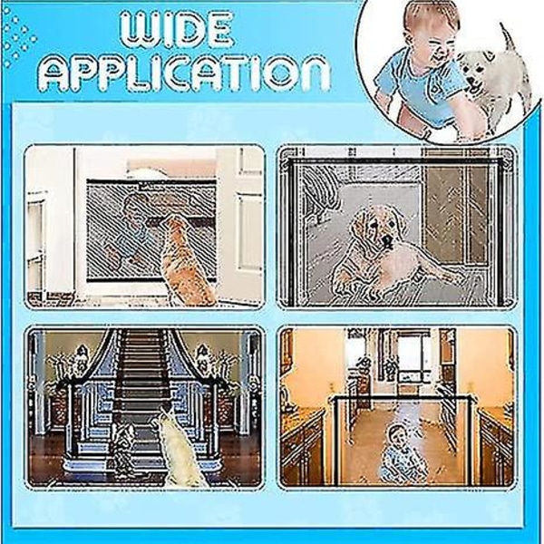Husdjursgrind för trappor och dörrar, bärbar och vikbar mesh baby för barn, 71" X 28"_happyshop