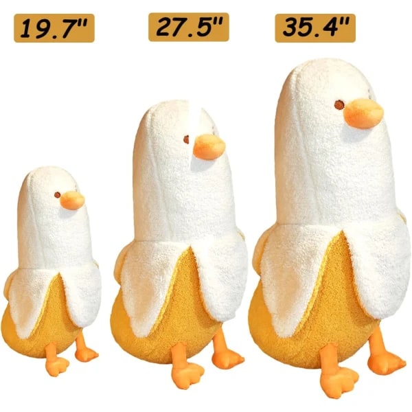 Banana Duck Plysch Söt Anka Plysch Djurkudde Doll Toy Mjuk kudde (vit, 19,7 tum)