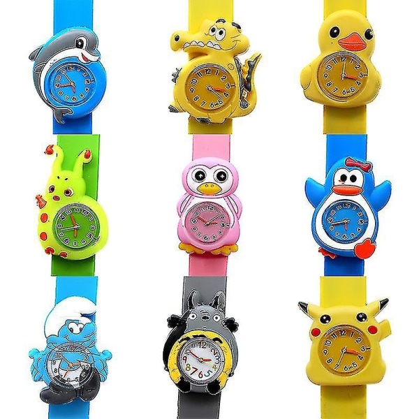 Smurfarna söt tecknad färgglad watch med silikonrem Glasspegel watch present barn N Z31