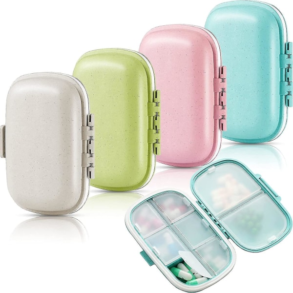 5 stycken 8 fack Resepiller Organizer Box Fuktsäker litet pillerfodral Case Bärbar Daglig Pill-behållarehållare för medicin Vitami