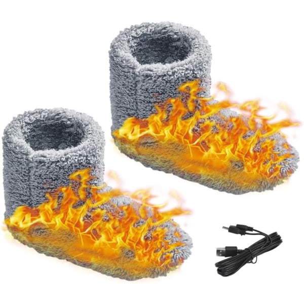 USB uppvärmd fotvärmare plyschskovärmare för herr och dam varma skor