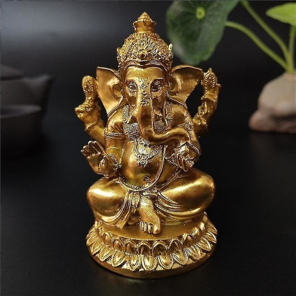 Golden Ganesha Statue - Buddha Elephant God Skulptur, Ganesh Figurines Resin