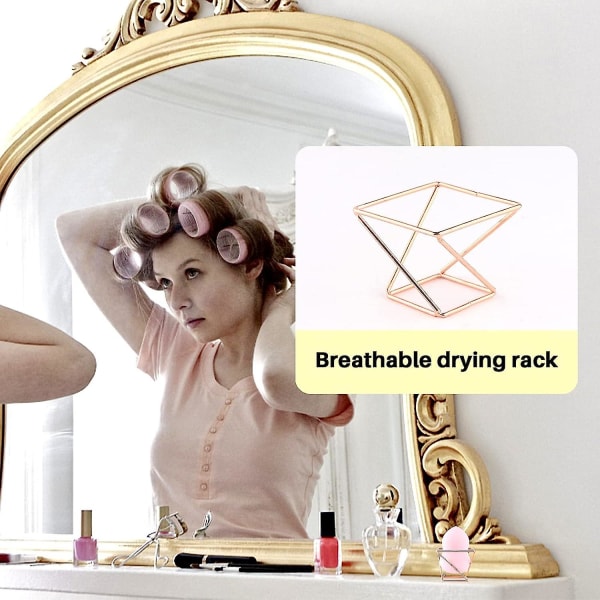 Skönhetssvamphållare Rose Gold Svamp Torkställ Makeup Organizer Smink Svampförvaring för fåfängaförvaring (roséguld)(2st)