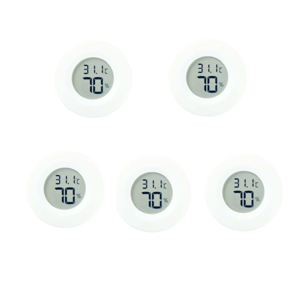 5 st Mini Digital LCD temperatur- och luftfuktighetsmätare trådlös termometer inomhus/utomhus hygrometer white