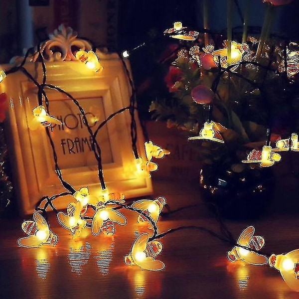 Solar String Lights, Led Bee Fairy Lights Vattentäta trädgårdslampor