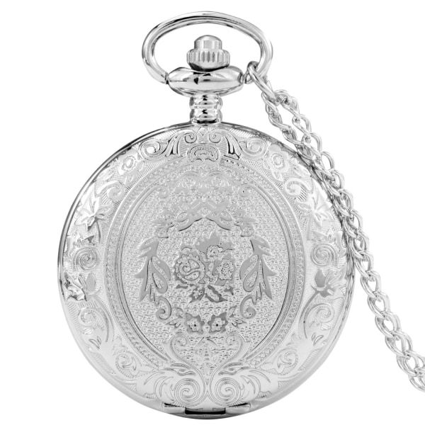 Watch, vintage watch med kedja, kvarts watch för män och kvinnor silver