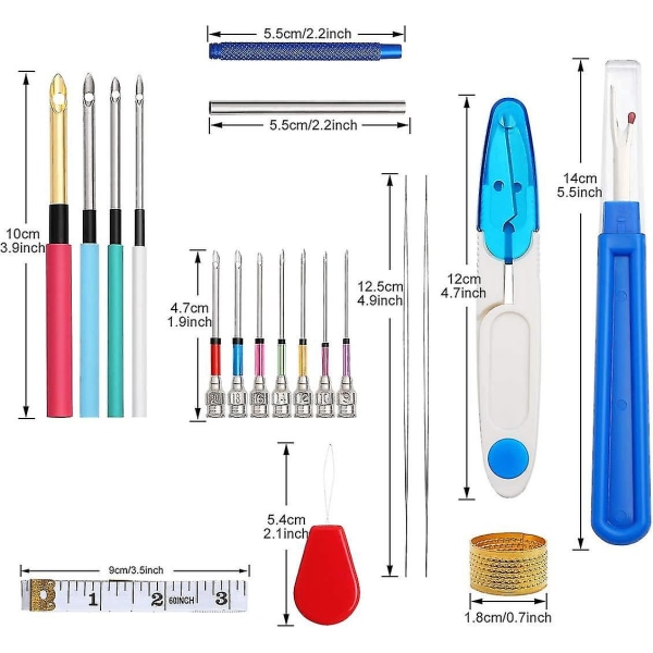 71 st Punch Needle Set, Broderishitching Pen Kit Punch Needle Craft Tool Set För broderitillbehör Tandstickning Korsstygn Nybörjare