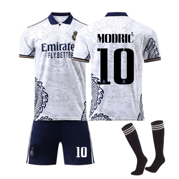 2223 Real Madrid drakmönster version nr 10 Modric barn fotbolls sportkläder set för vuxna 2xl