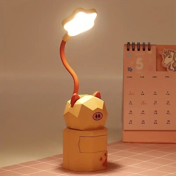 Vikbar nattlampa Led Cartoon Energisnål bordslampa 360 graders justerbara lampor Desktop Uppladdningsbar ögonskyddslampa
