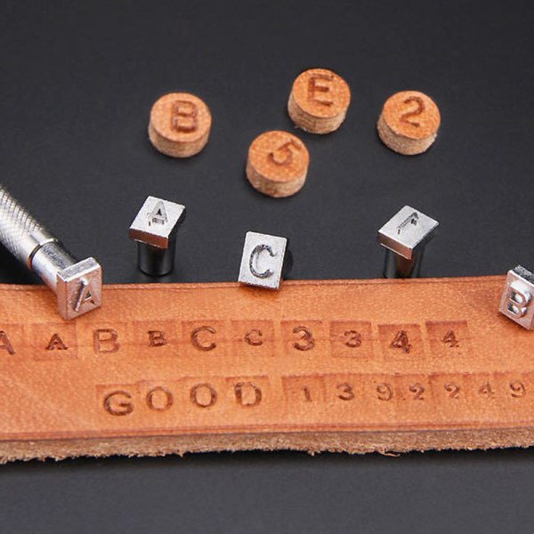 36 st stål alfabetet bokstavsnummer Läder Stämpel Punch Set