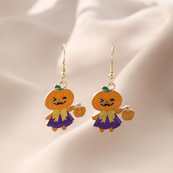 Tecknad Halloween pumpa örhängen rolig personlighet kreativa spöke ansikte skelett man örhängen