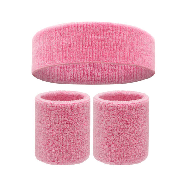 Set med svettband Färgglat pannband Armband Elastiskt atletisk svettabsorberande svettband pink