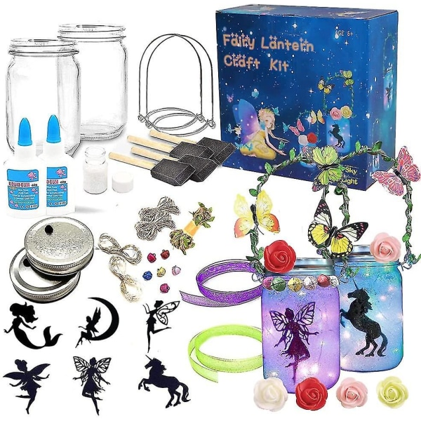 Fairy Lantern Craft Kit For Kids 2 Pack- Gör ditt eget Fairy Lantern Kit Dekor Hantverk för flickor Ålder 6 7 8 9 10 år gammal- Bra present till flickor,