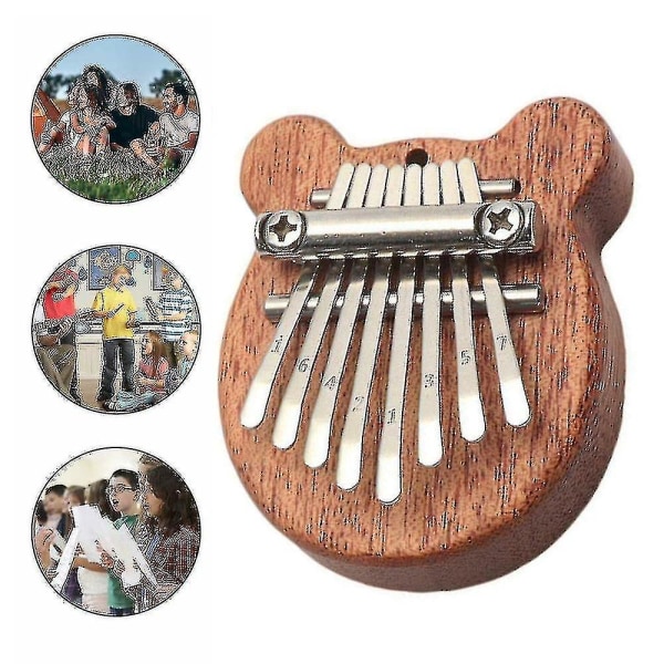 8 nycklar Mini Kalimba Thumb Piano Björn Form Musikinstrument för nybörjare