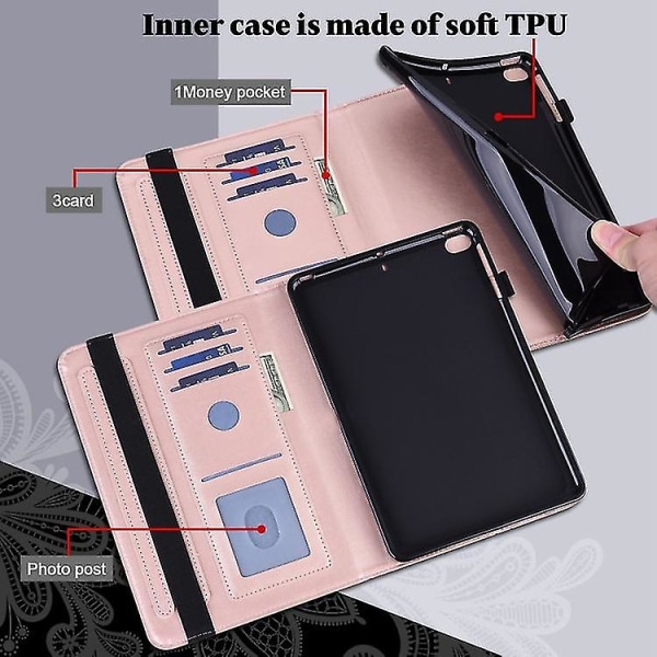 För Samsung Galaxy Tab S2 9.7 T810/t815 Spetsblompräglingsmönster Horisontellt case med hållare & kortplatser & plånbok & fotoram