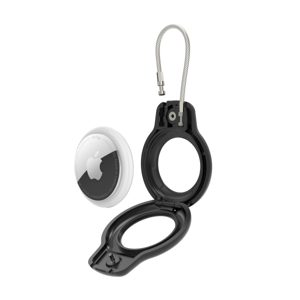 Kompatibel med Apple AirTag säkerhetshållare, 2-pack Air Tag Lock Case Nyckelring black