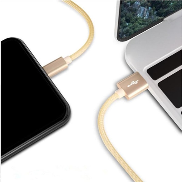 3m Micro USB Laddare Kabel Line 2a Laddningskabel sladd För Android telefon -guld
