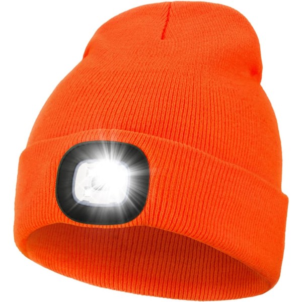 Unisex LED-mössa med ljus, USB -uppladdningsbar handsfree LED- cap orange