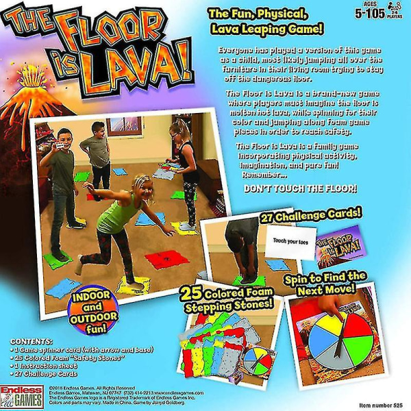 Golvet är lava och interaktiv lek för barn och vuxna främjar fysisk aktivitet inomhus och utomhus säkerhet