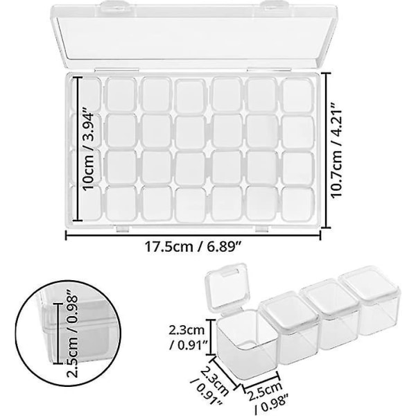 Pack Plast Småsaker Sorteringsboxar med 28 fack - Genomskinlig förvaringsbox med lock