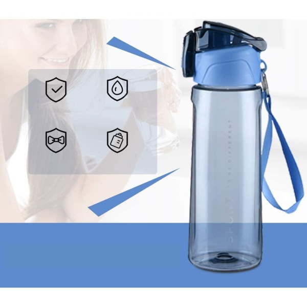 Sportdrycksflaska BPA-fri 800ml läckagesäker plastflaska blue