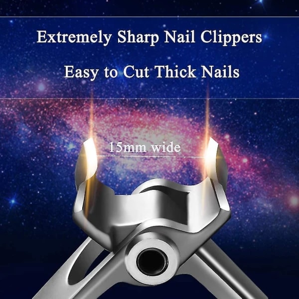 Nagelklippare för tjocka naglar - Bred käköppning Stora nagelklippare, Rostfritt stål Heavy Duty Clippers för tjocka naglar, silver