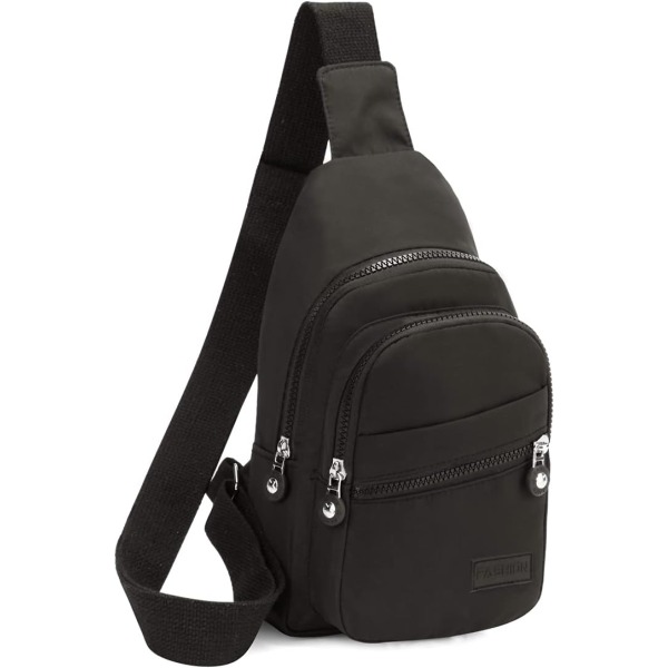 Liten Sling-ryggsäck/väska för kvinnor, Bröstväska Daypack Crossbody-ryggsäck för resor Sport Löpning Vandring (svart)