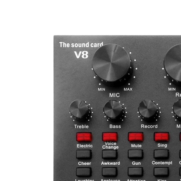 V8 Ljudkort Plug Play Lång livslängd Metal 12 Ljudeffekter Praktiskt Bärbart Live Bluetooth-kompatibelt ljudkort