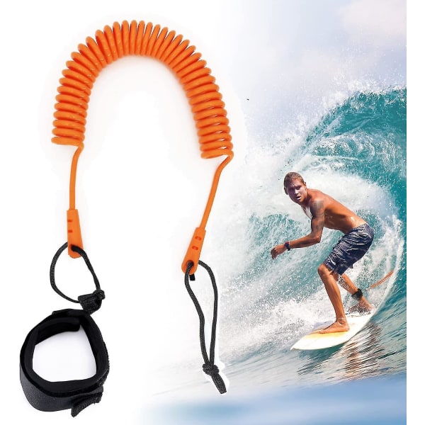 Surfa koppel, surfbräda koppel ihoprullad, infällbar fotledsrem för surfbrädor, supboard, paddleboards, kajaker (orange) (1st)