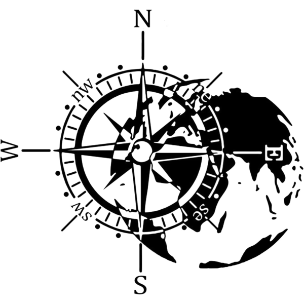 Kompassklistermärke, Kompassbilklistermärke för bil, motorcykel, husvagn, husbil, biltillbehör (svart, 40 x 36 cm)