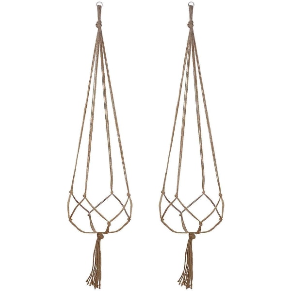 Naturlig Jute Plant Hanger Hampa Makrame Rep Blomkruka Plant