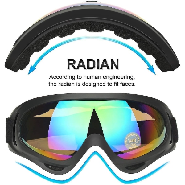 2st skidglasögon för barn, UV-skydd och anti-dimmglas för barn och ungdomar, sfärisk lins snowboard Clear