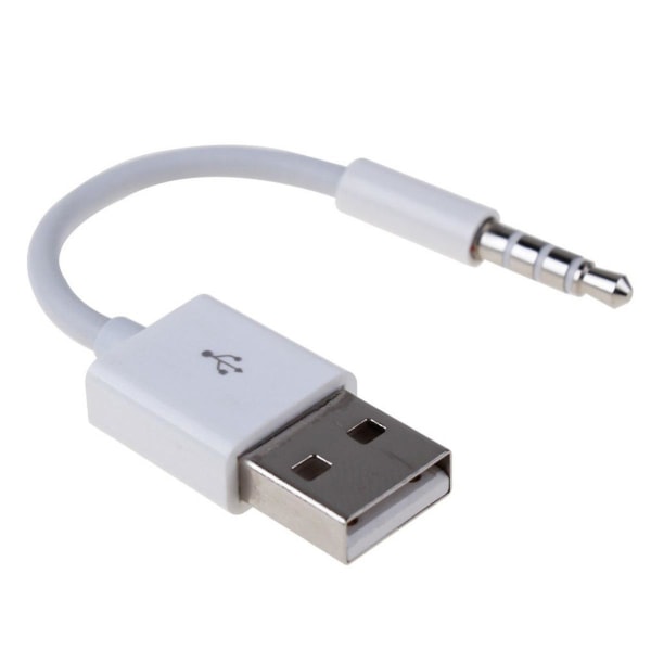 Extra ljudkabelkontakt 3,5 till USB 2,0 hane, datakabel USB till 3,5 mm Quadraphonic ljudkabel 3,5 till USB datakabel 3,5 hane till USB hane (vit)