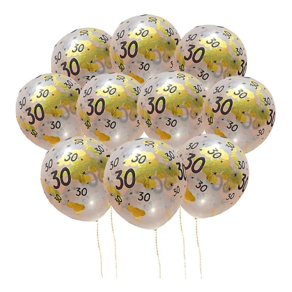 Bröllopsdagsballonger 30 paljetter,fyllda ballonger 30 nummerballonger Bröllopsdagsfestdekorationer (färg: klarsvartguld)(